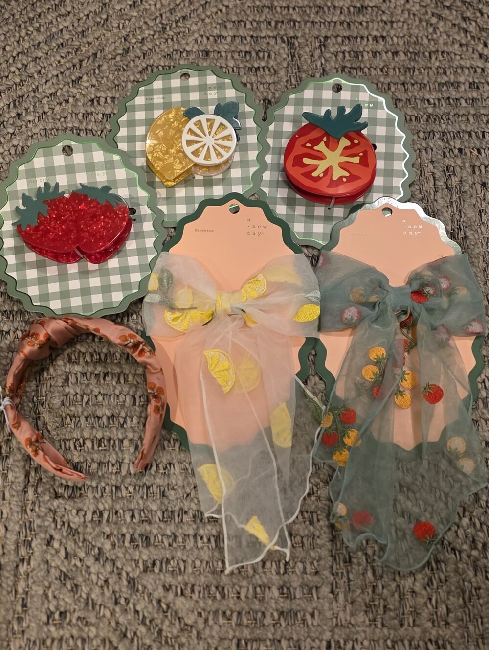 Kids Fruit Hair Accessories Set - Red, Yellow, Green Summer Colors